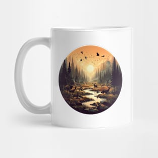 Low Poly Forest at Sunset Mug